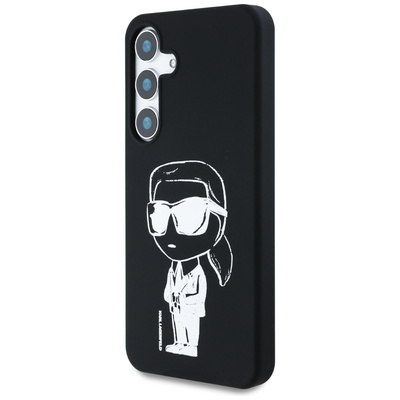 Karl Lagerfeld Silikon Graffiti Ikonik gedrucktes Logo MagSafe Samsung Galaxy S25 Hülle schwarz
