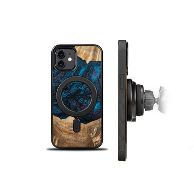 Holz- und Harzhülle für iPhone 12/12 Pro MagSafe Bewood Unique Neptune – Marineblau und Schwarz