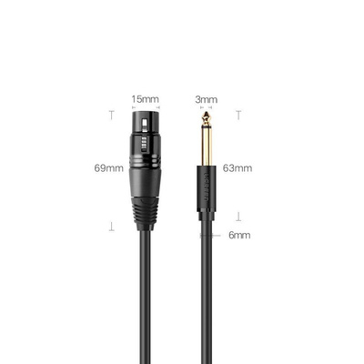 [RETURNED ITEM] Ugreen audio cable Microphone cable to XLR microphone (female) - 6.35 mm jack (male) 3 m (AV131)