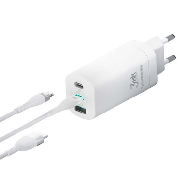 3MK HyperCharger 65W 2xUSB-C + 1xUSB-A Ladegerät GAN, PD + QC