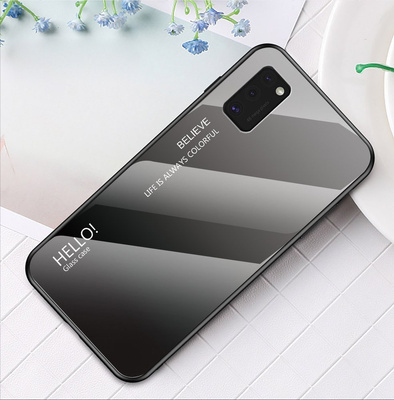 Gradient Glass Durable Cover with Tempered Glass Back Samsung Galaxy A41 black-red