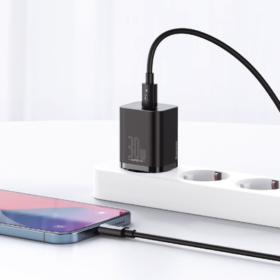 Baseus Super Si 1C Schnellladegerät USB Typ C 30W Power Delivery Quick Charge schwarz (CCSUP-J01)