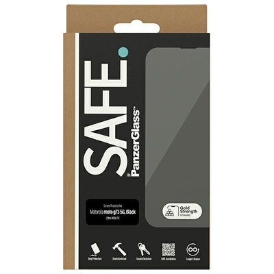 SAFE by PanzerGlass Ultra-Wide Fit gehärtetes Glas für Motorola Moto G73 5G – mit schwarzem Rahmen