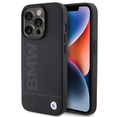 BMW MagSafe Leder Hot Stamp Hülle für iPhone 15 Pro – Schwarz 