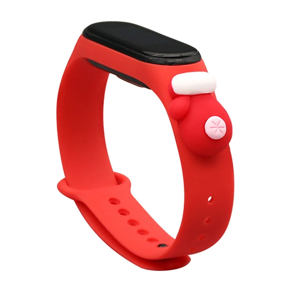 Strap Xmas Wristband for Xiaomi Mi Band 6 / Mi Band 5 Christmas Silicone Strap Bracelet Red (Glove)