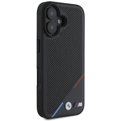 BMW M Perforated Tricolor Line MagSafe Case for iPhone 16 Plus - Black