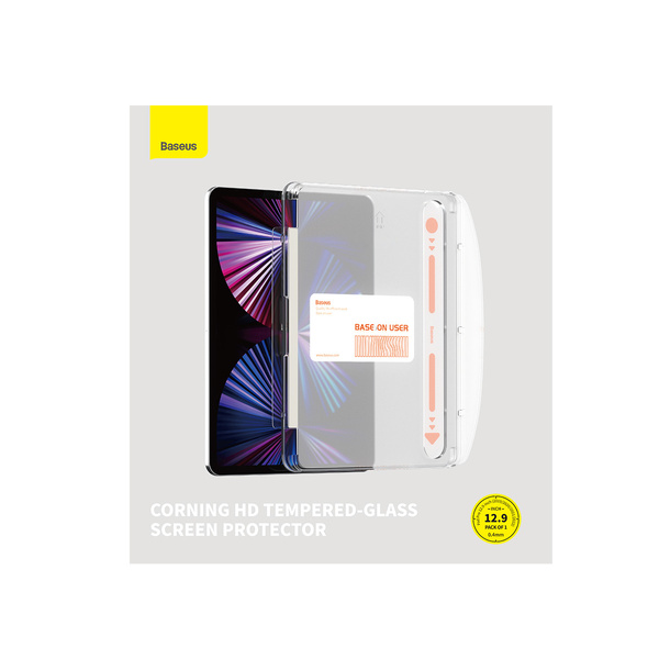 Baseus Crystal tempered glass for iPad Pro 12.9'' (2018/2020/2021/2022) + mounting kit - transparent