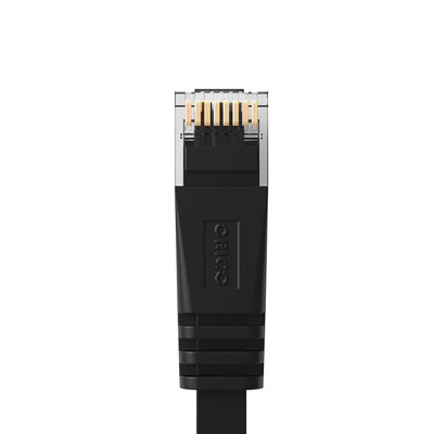 Orico PUG-C7B CAT7 10 Gbit/s RJ45 Ethernet-Netzwerkkabel, flach, 2 m, Schwarz
