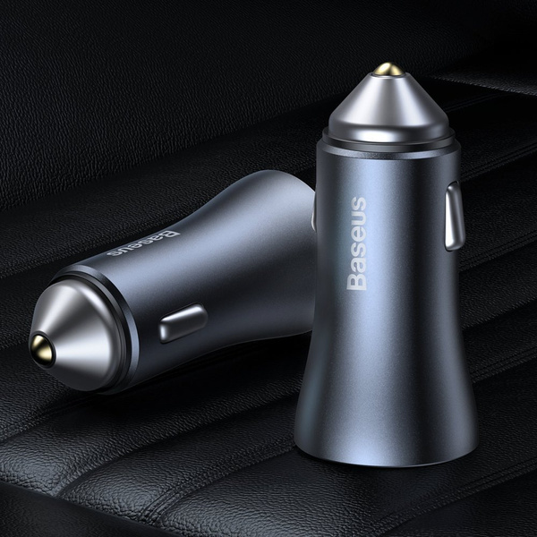 Baseus Golden Contactor Pro fast car charger USB Type C / USB 40 W Power Delivery 3.0 Quick Charge 4 + SCP FCP AFC gray (CCJD-0G)