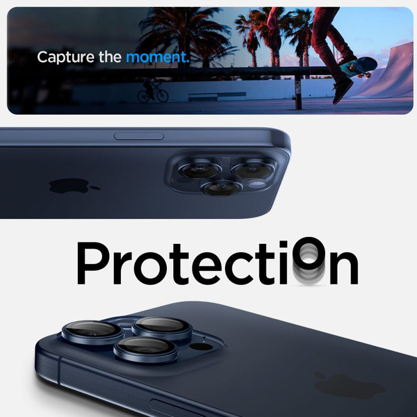 Spigen Optik.tR EZ Fit Kameraschutz für iPhone 14 Pro / Pro Max / 15 Pro / Pro Max - Titanblau 2 Stk.