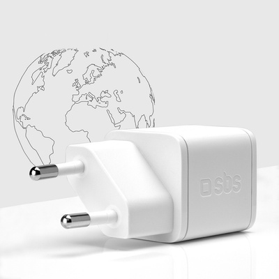 SBS TETRGAN1C20W 20W GaN Wall Charger with Power Delivery - White