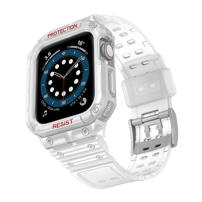 Pasek z etui ochronnym Protect Strap Band do Apple Watch 38 / 40 / 41 mm opaska obudowa pancerna - przezroczysty
