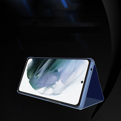Clear View Case cover for Samsung Galaxy S23 Ultra cover with a flap blue