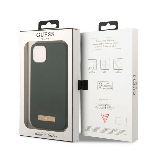Guess GUHMP13MSBPLA iPhone 13 6.1&quot; grün/khaki Hartschale Silikon Logo Plate MagSafe