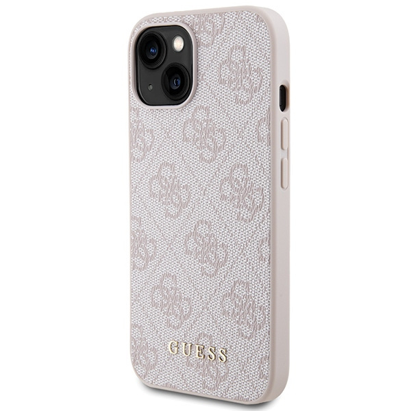 Etui Guess 4G Metal Gold Logo na iPhone 15 - różowe 
