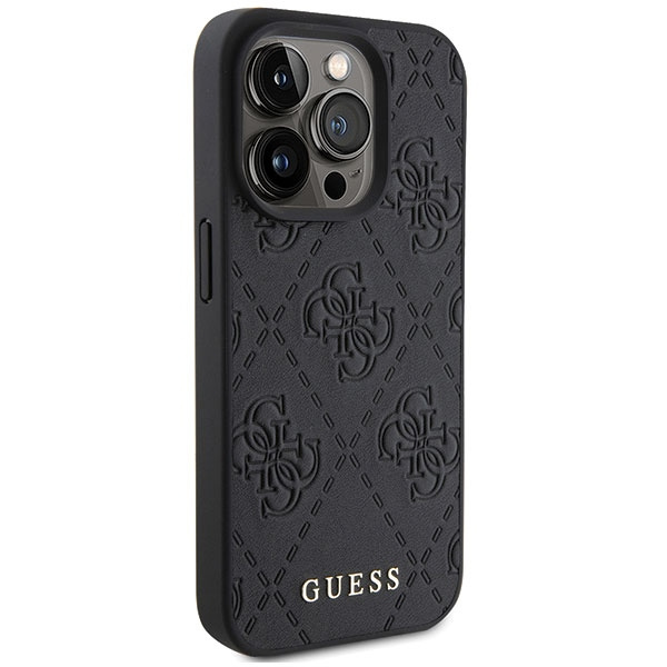 Guess Leather 4G Stamped case for iPhone 15 Pro - black