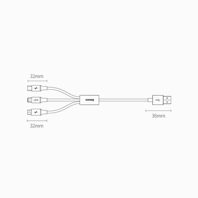 Baseus Superior 3in1 USB Cable - Lightning / USB Type C / Micro USB 3.5 A 1.5 m White (CAMLTYS-02)