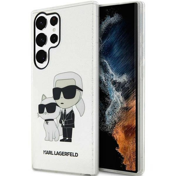 Etui Karl Lagerfeld Glitter Karl&Choupette na Samsung Galaxy S23 Ultra - przezroczyste