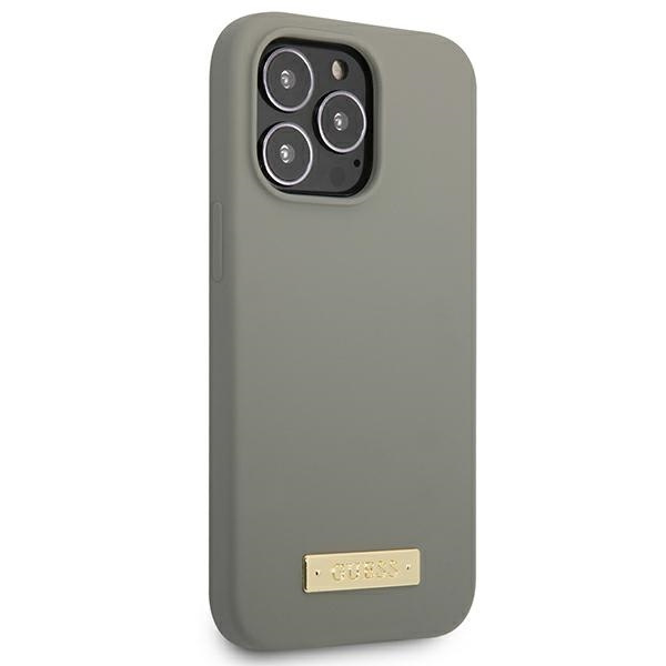 Guess GUHMP13XSPLG iPhone 13 Pro Max 6,7&quot; Grau/Grau Hartschale Silikon Logo Plate MagSafe