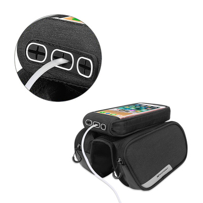 Wozinsky frame bike bag + detachable phone cover up to 6.5 "1.5l black (WBB7BK)
