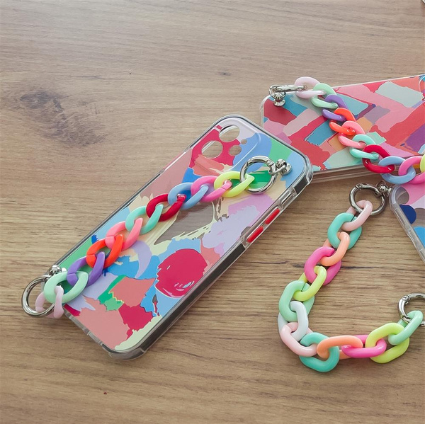 Color Chain Case Gel elastisches Etui mit Kette und Anhänger für iPhone XS / iPhone X mehrfarbig