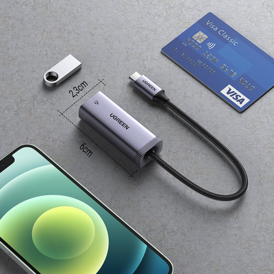 Ugreen externer USB Typ C Netzwerkadapter - RJ45 1Gbps (1000Mbps) grau (40322 CM483)