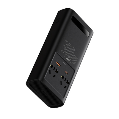 Baseus IGBT samochodowa przetwornica inwerter prądu 300W 220V (wtyczka CN/EU) czarny (CGNB010101)