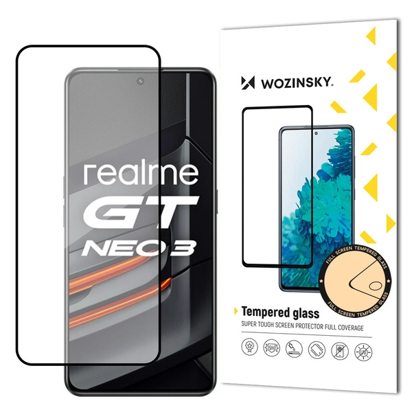 Wozinsky super wytrzymałe szkło hartowane Full Glue na cały ekran z ramką Case Friendly Realme GT Neo 3 czarny