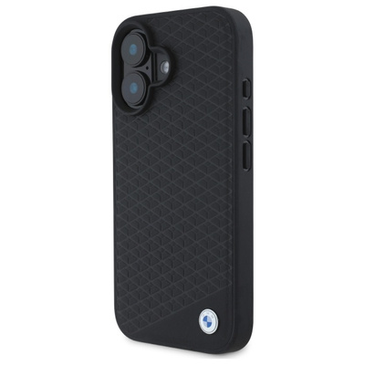 BMW Sign Leather Diamond Metal Logo MagSafe-Hülle für iPhone 16 – Schwarz