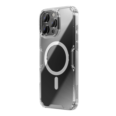 Nillkin Nature Pro Magnetische Hülle mit MagSafe für iPhone 16 Pro – Transparent und Weiß