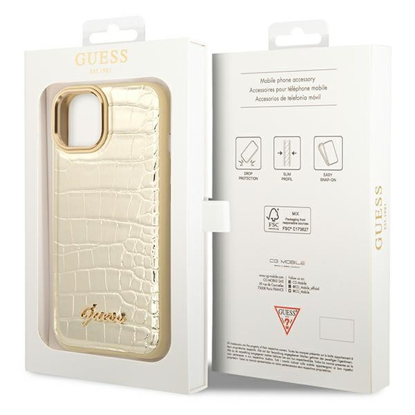 Guess GUHCP14SHGCRHD iPhone 14 6.1 &quot;Gold / Gold Hardcase Croco Collection