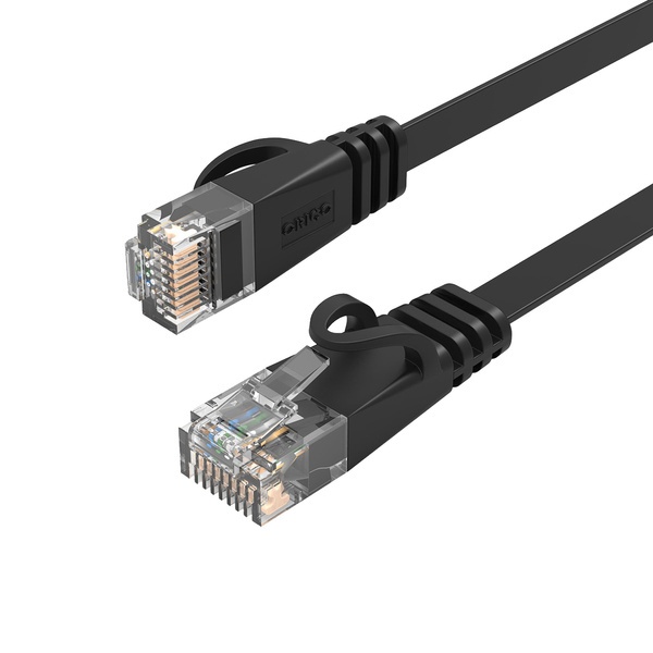 Orico PUG-C7B CAT7 10 Gbit/s RJ45 Ethernet-Netzwerkkabel, flach, 2 m, Schwarz