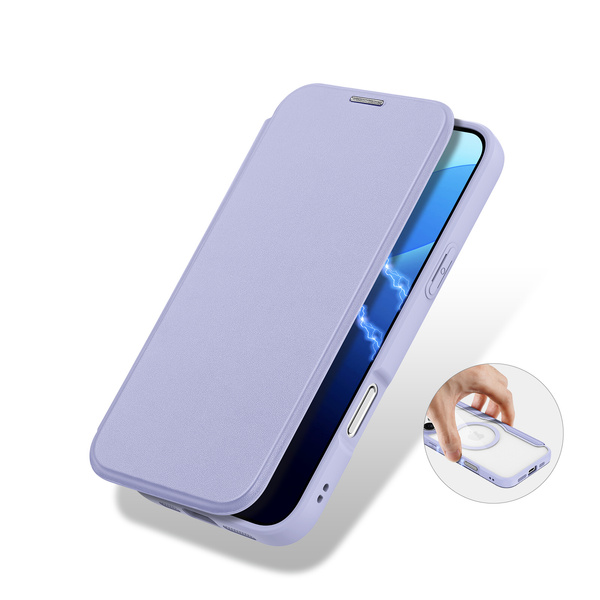 Dux Ducis Skin X Pro iPhone 16 Pro Case with MagSafe and Flip Cover - Purple