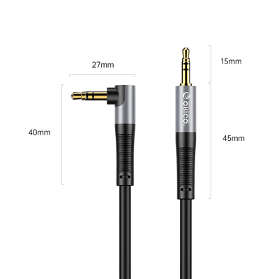 Kabel kątowy audio Orico AXW mini jack 3.5 mm męski do męskiego 2 m - czarny
