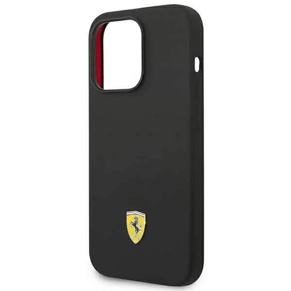 Ferrari FEHCP14LSIBBK iPhone 14 Pro 6.1&quot; schwarz/schwarz Hardcase Silikon-Metall-Logo