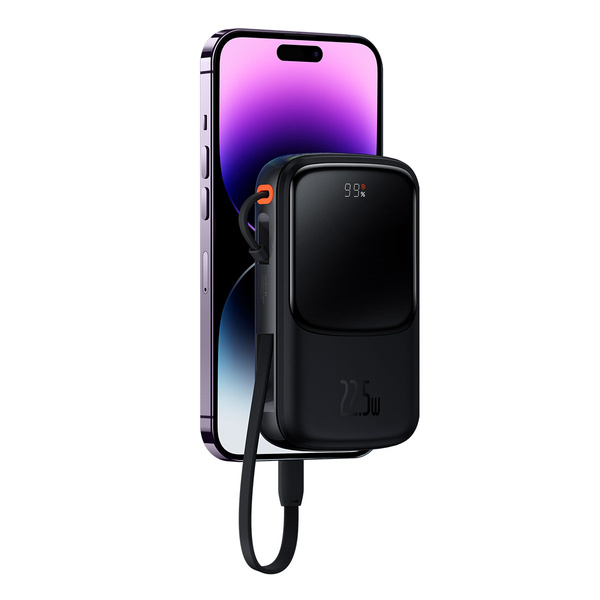 Powerbank 10000 mAh 20 W Baseus Qpow Pro Overseas Edition + USB C 3A Kabel – Schwarz