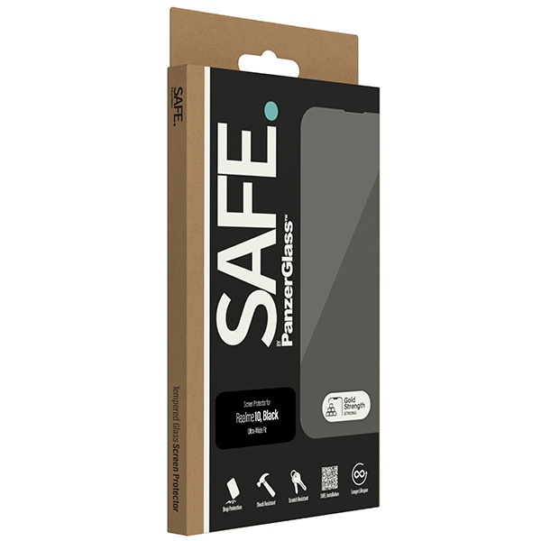 SAFE by PanzerGlass Ultra-Wide Fit Tempered Glass on Realme 10 - with Black Frame