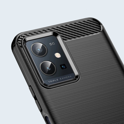 Carbon Case Flexible Cover Sleeve Vivo Y55 / Y75 / Y33s / iQOO Z6 / iQOO U5 black