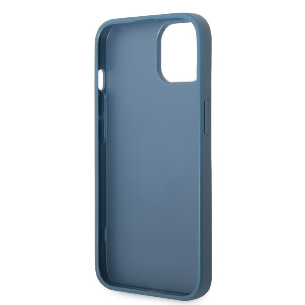 Etui Guess 4G Triangle Logo Cardslot na iPhone 13 mini - niebieskie