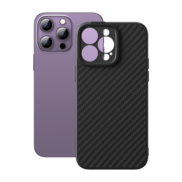 Gepanzerte Hülle für iPhone 14 Pro Max, kompatibel mit MagSafe Baseus Kunstfaser-Hartglas – Schwarz