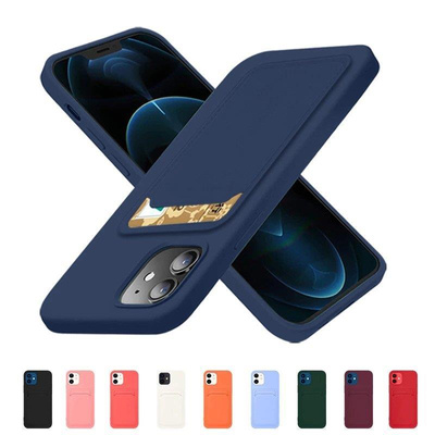 Card Case silikonowe etui portfel z kieszonką na kartę dokumenty do Samsung Galaxy A73 granatowy