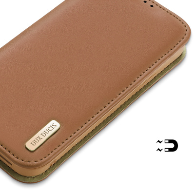 Dux Ducis Hivo echt Leder booktype case schutzhülle aufklappbare hülle für iPhone 14 Pro braun