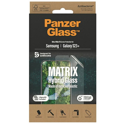 PanzerGlass Matrix hybrid glass with positioner for Samsung Galaxy S23+