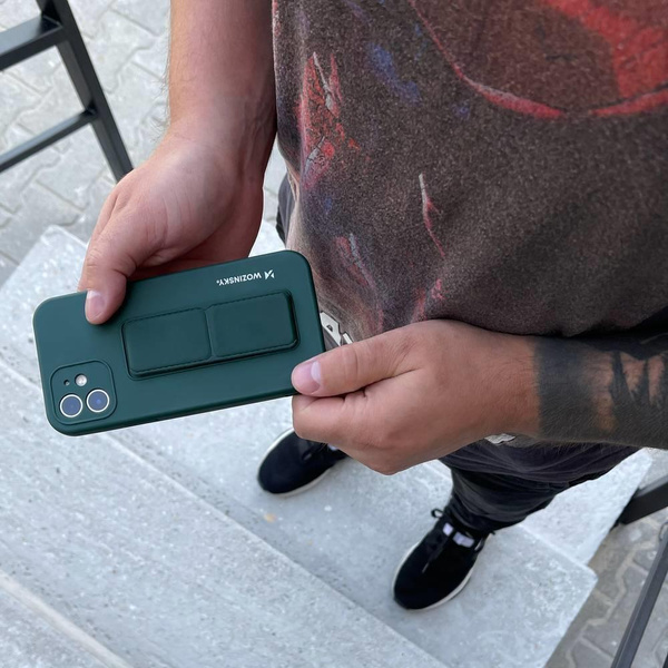 Wozinsky Kickstand Case Silikonhülle mit Ständer für iPhone 13 mini grau