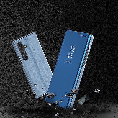 Clear View Case for Samsung Galaxy S25 Cover with Flip - Blue