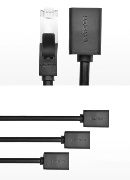 Ugreen NW112 11281 Netzwerk-Ethernet-Kabel RJ45 (weiblich) – RJ45 (männlich) F/UTP Cat. 6 1 Gbit/s 2 m – schwarz - OUTLET