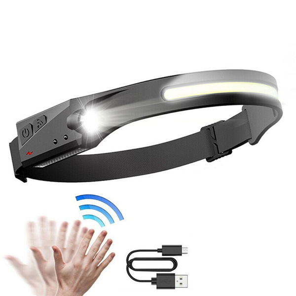 LED headlamp with IPX4 motion sensor USB-C 1200 mAh - black