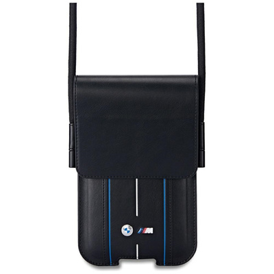 BMW Handytasche mit blauen Streifen, Schwarz