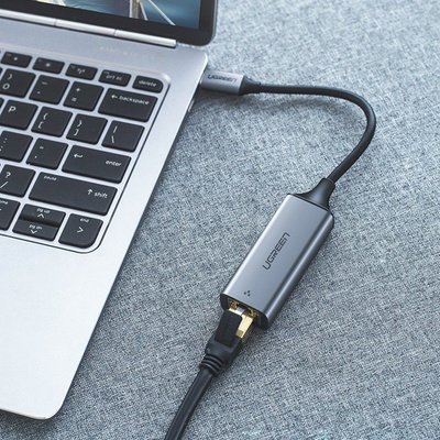 Ugreen external network adapter RJ45 - USB Type C (1000 Mbps / 1 Gbps) Gigabit Ethernet gray (CM199)