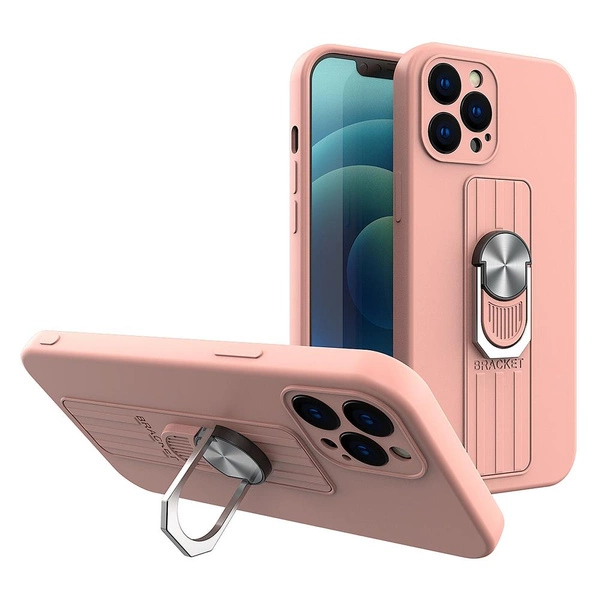 Ring Case Silikonhülle mit Fingergriff und Ständer für iPhone SE 2022 / SE 2020 / iPhone 8 / iPhone 7 pink